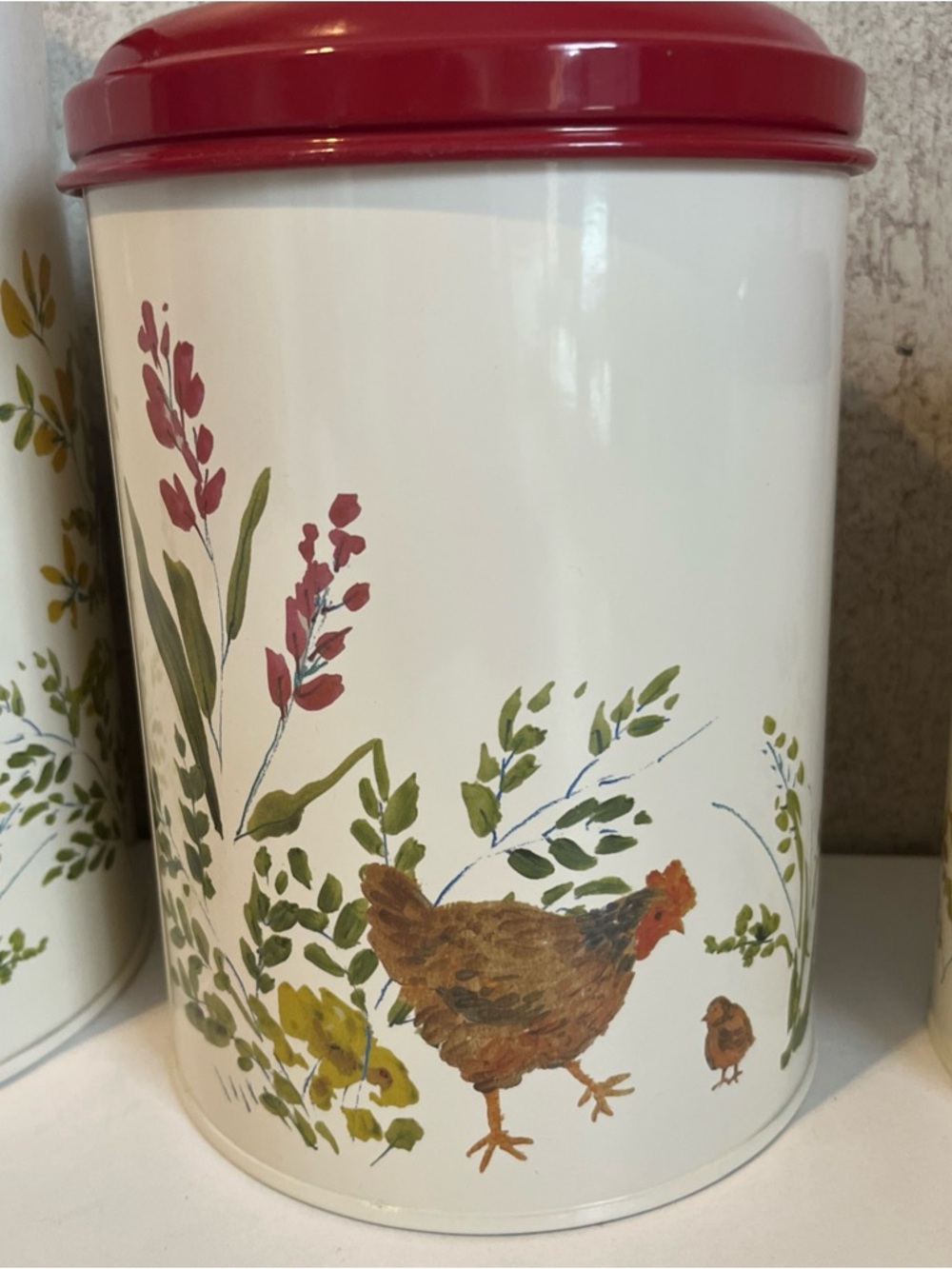 Paula Deen Garden Rooster Tin Canister Set of 3 Beige Pantry New No Packaging - Picture 3 of 8